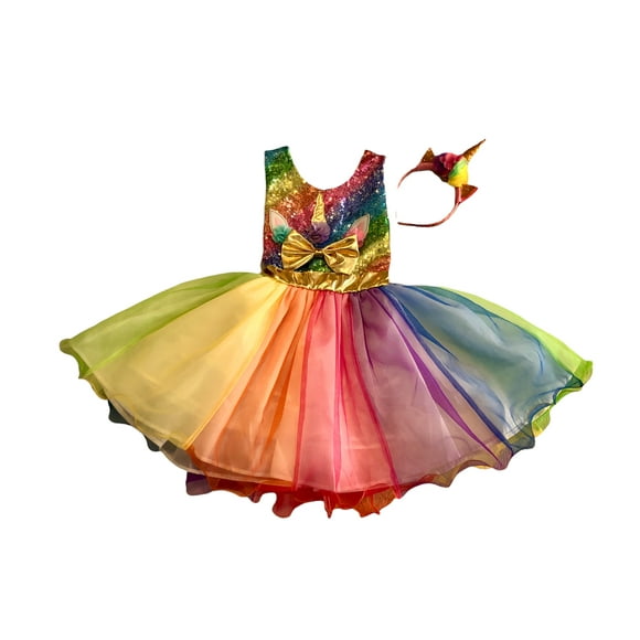 vestido para niña con diseño de unicornio makkarena unicornio colores en lentejuela
