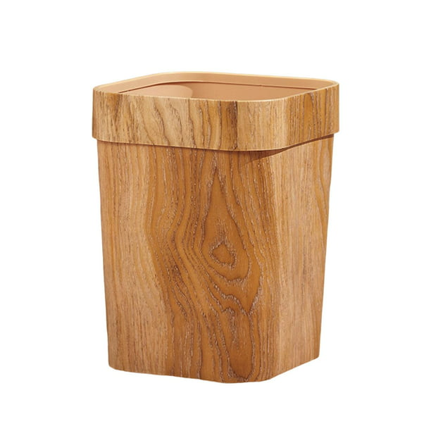 Cubo de basura de grano de madera para el hogar, antideslizante
