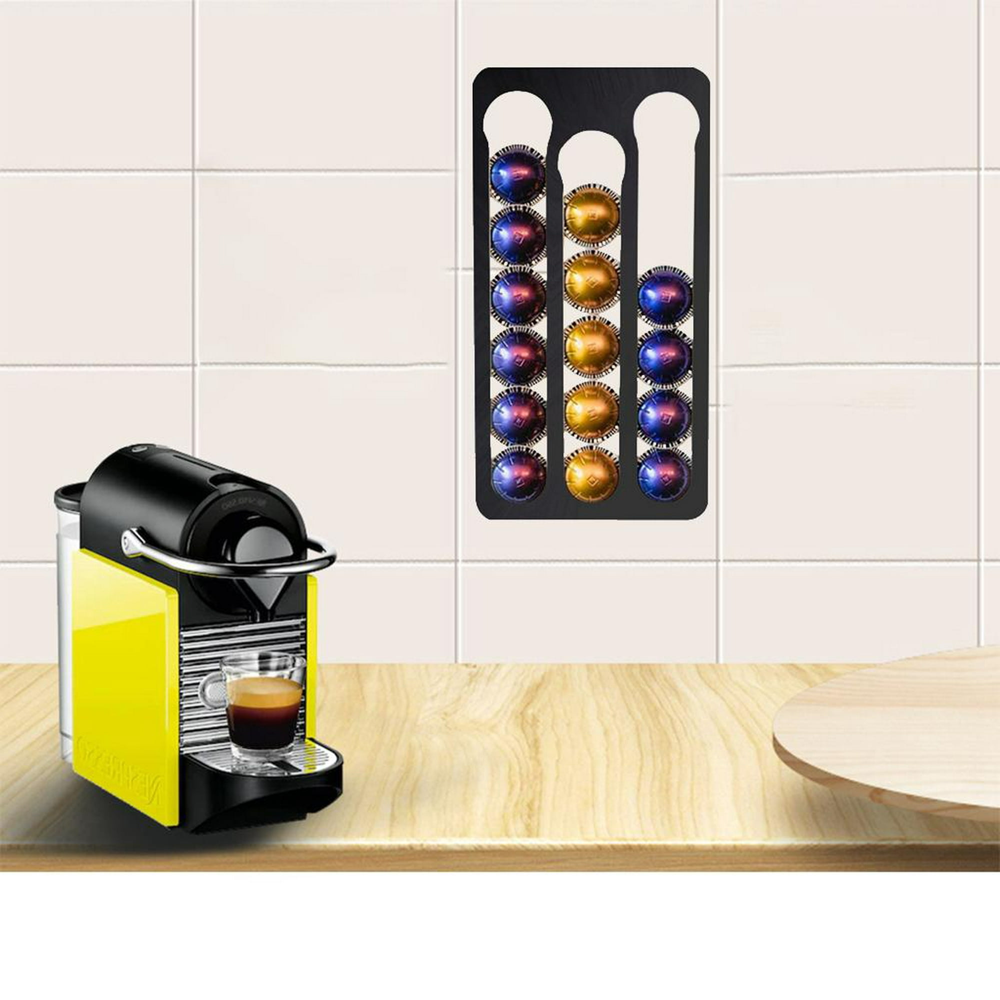 Nespresso - Soporte para cápsulas de café, organizador de tazas K,  accesorios de barra de café, organizador de montaje en pared debajo del  gabinete : Hogar y Cocina 