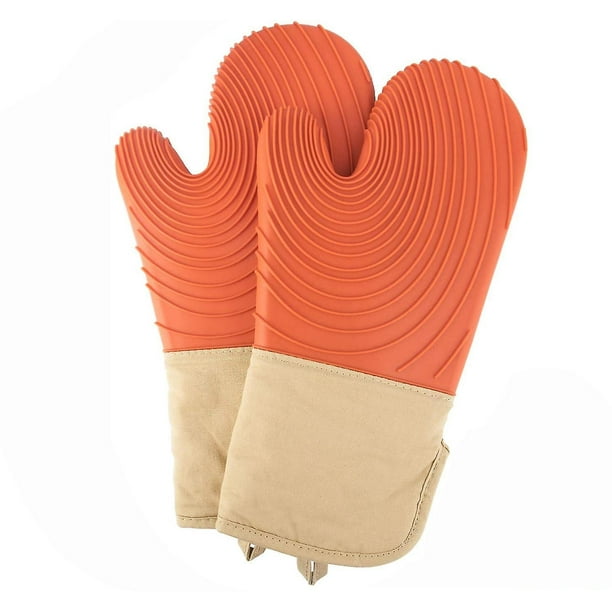 Manoplas de horno de silicona, guantes de horno resistentes al