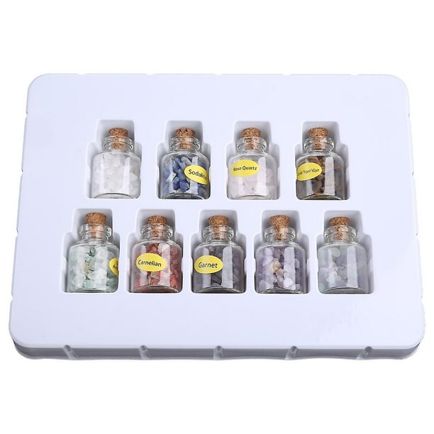 Mini botellas de piedras preciosas, 9 botellas, Chip de cristal curativo,  gemas caídas, Reiki, Wicca, juego de piedras semipreciosas, decoración  YONGSHENG