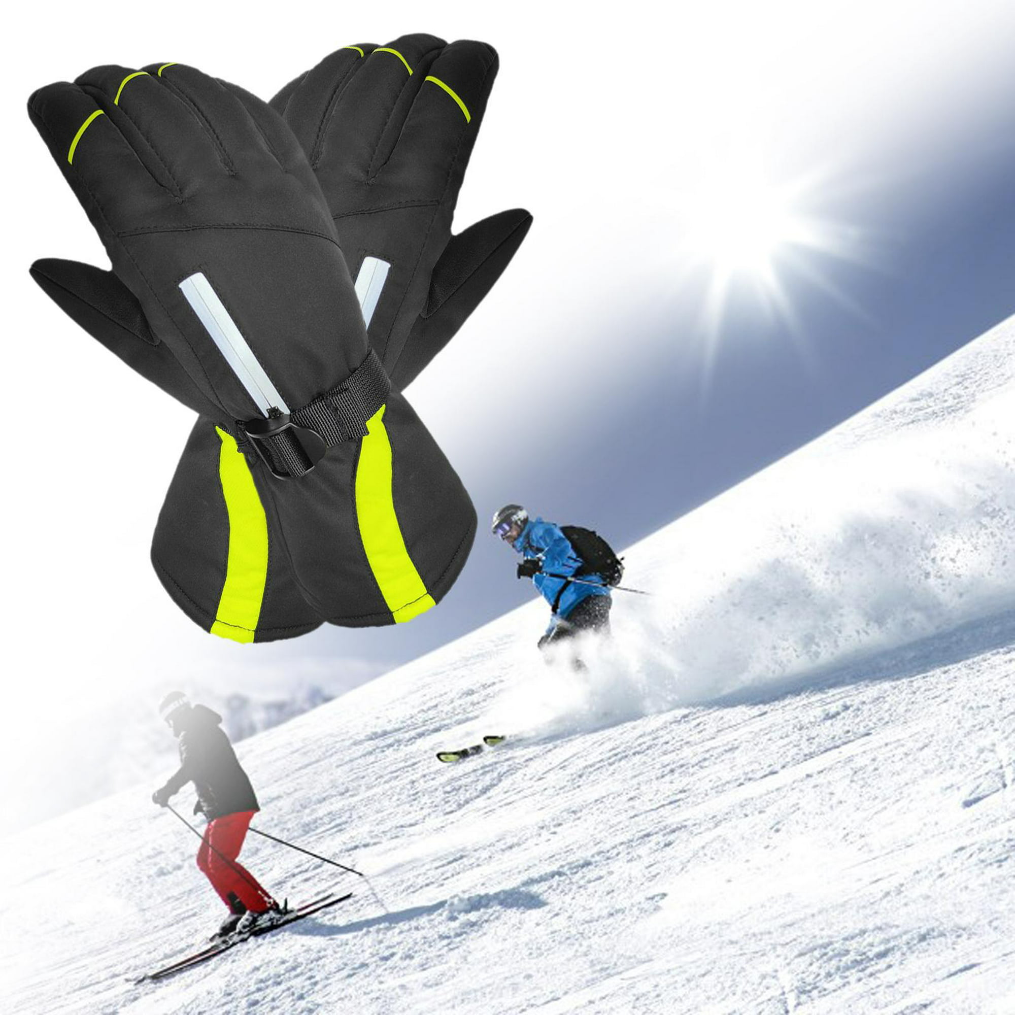 Guantes impermeables de invierno, guantes térmicos para pantalla táctil,  guantes térmicos de esquí a prueba de viento Amarillo M Cola Guantes de  invierno