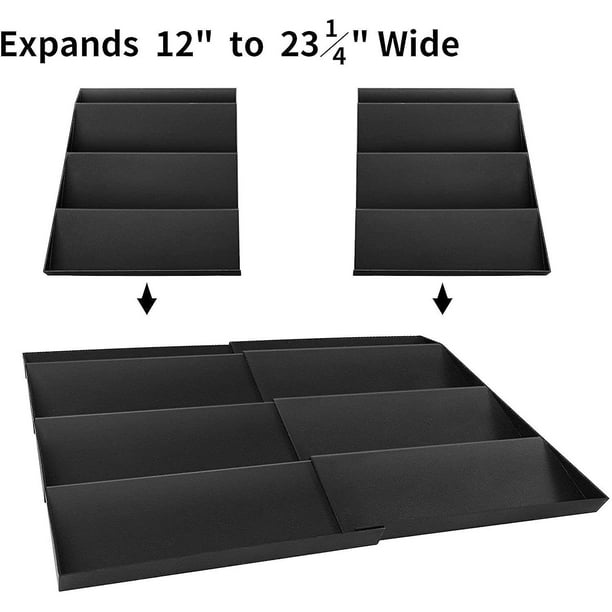 DEWVIE Organizador de cajones de especias, organizador de especias de acero  inoxidable de 4 niveles, expandible de 13 a 26 pulgadas, para gabinete