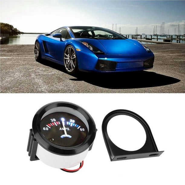 Amperímetro voltímetro de coche de 2 pulgadas de 2.047 in, amperímetro CC  de 12 V, amperímetro de coche, medidor de voltaje de 60-0-60 A AMP