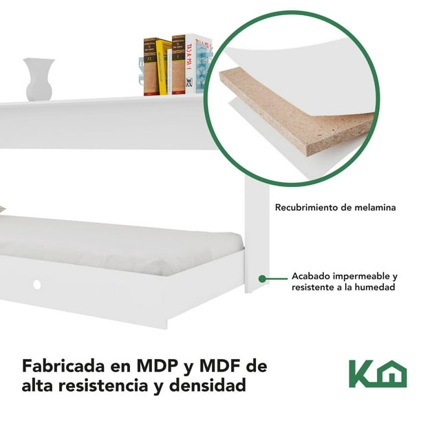 Kiddi cama individual abatible con laminado de madera color acacia // MS