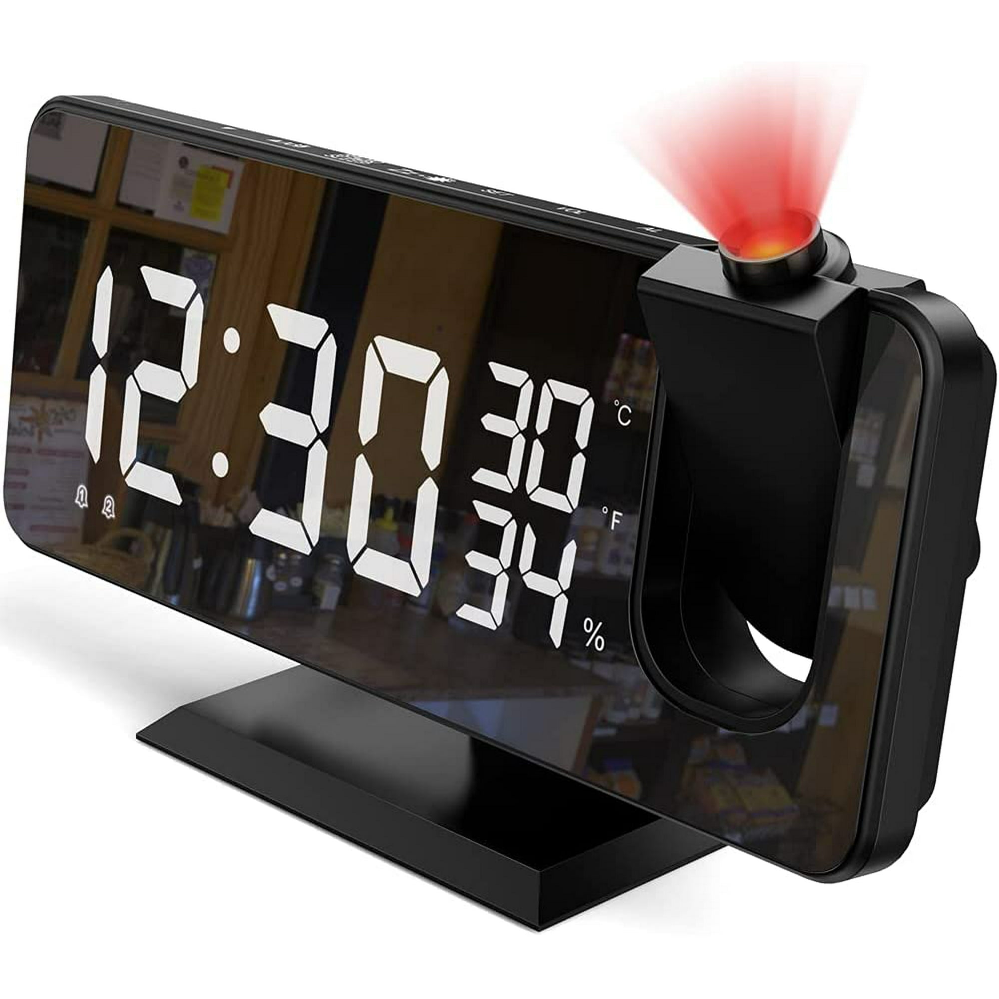 Reloj despertador digital con regulador de intensidad para dormitorio,  pantalla LED, radio FM, repetición, pantalla grande, multifuncional,  viajes