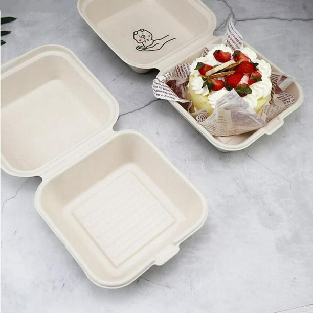Caja desechable de papel para llevar, de alimentos de caña 50 piezas  Sunnimix contenedores de concha