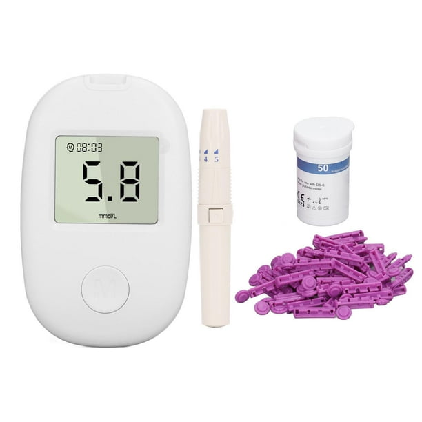 Kit de monitor de glucosa en sangre, medidor de glucosa en sangre, kit de  prueba de diabetes automático y preciso para el hogar con 50 tiras de  prueba