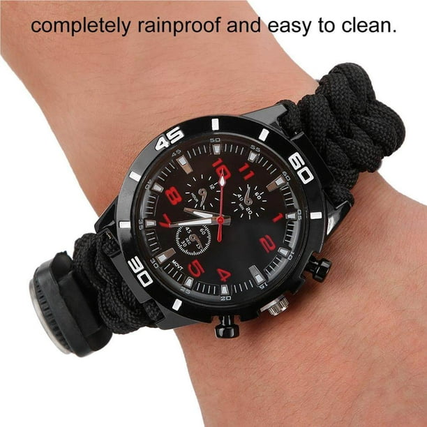 Tholdsy Reloj de emergencia con brújula tejida con cuerda de paraguas de  supervivencia al aire libre multifunción 8 en 1 Electrónica