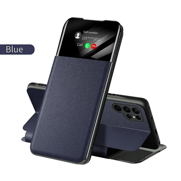 smart window view leather flip phone case compatible samsung galaxy s23 ultra s23 s23 shockproof estilo azteca