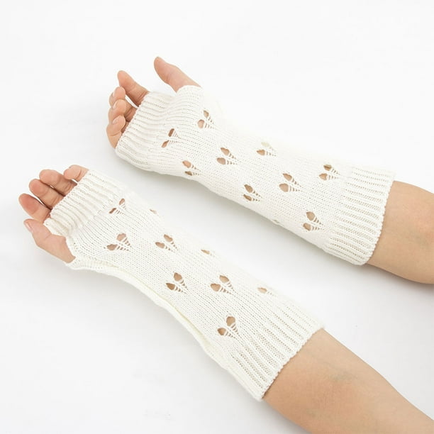 Guantes largos sin dedos para mujer con pantalla táctil, guantes de brazo  cálidos, guantes de brazo