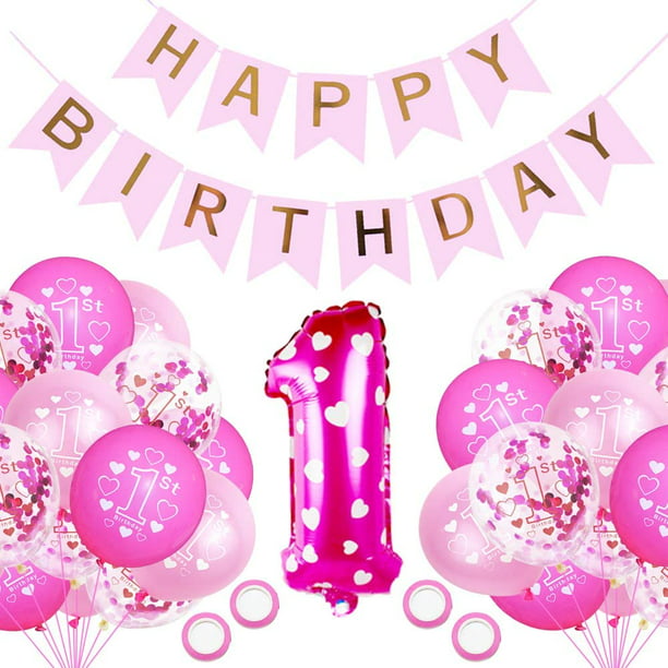Decoración cumpleaños 1 año niño, decoración 1er cumpleaños, globo azul  confeti para 1er cumpleaños fiesta cumpleaños infantil Feliz cumpleaños  decoración primer cumpleaños Adepaton LN-2493-2