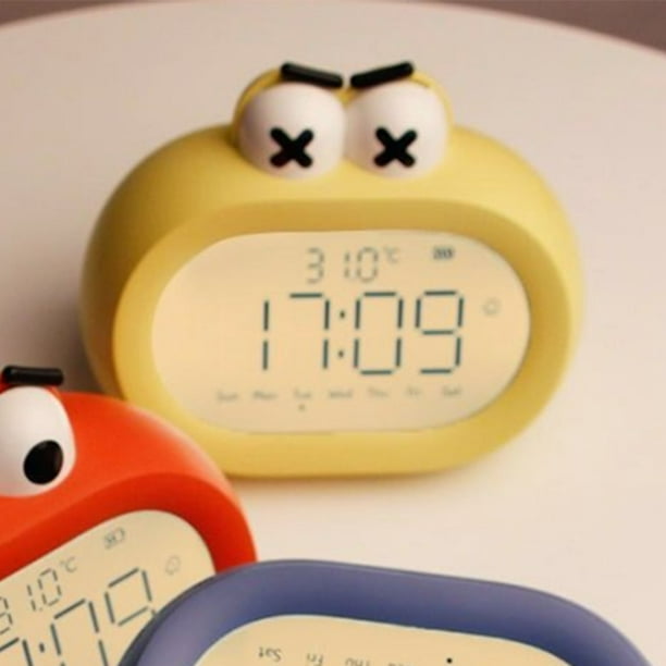 Reloj despertador para niños, divertido reloj LED inteligente de dibujos  animados con luz nocturna, funciona con pilas, digital electrónico sonrisa