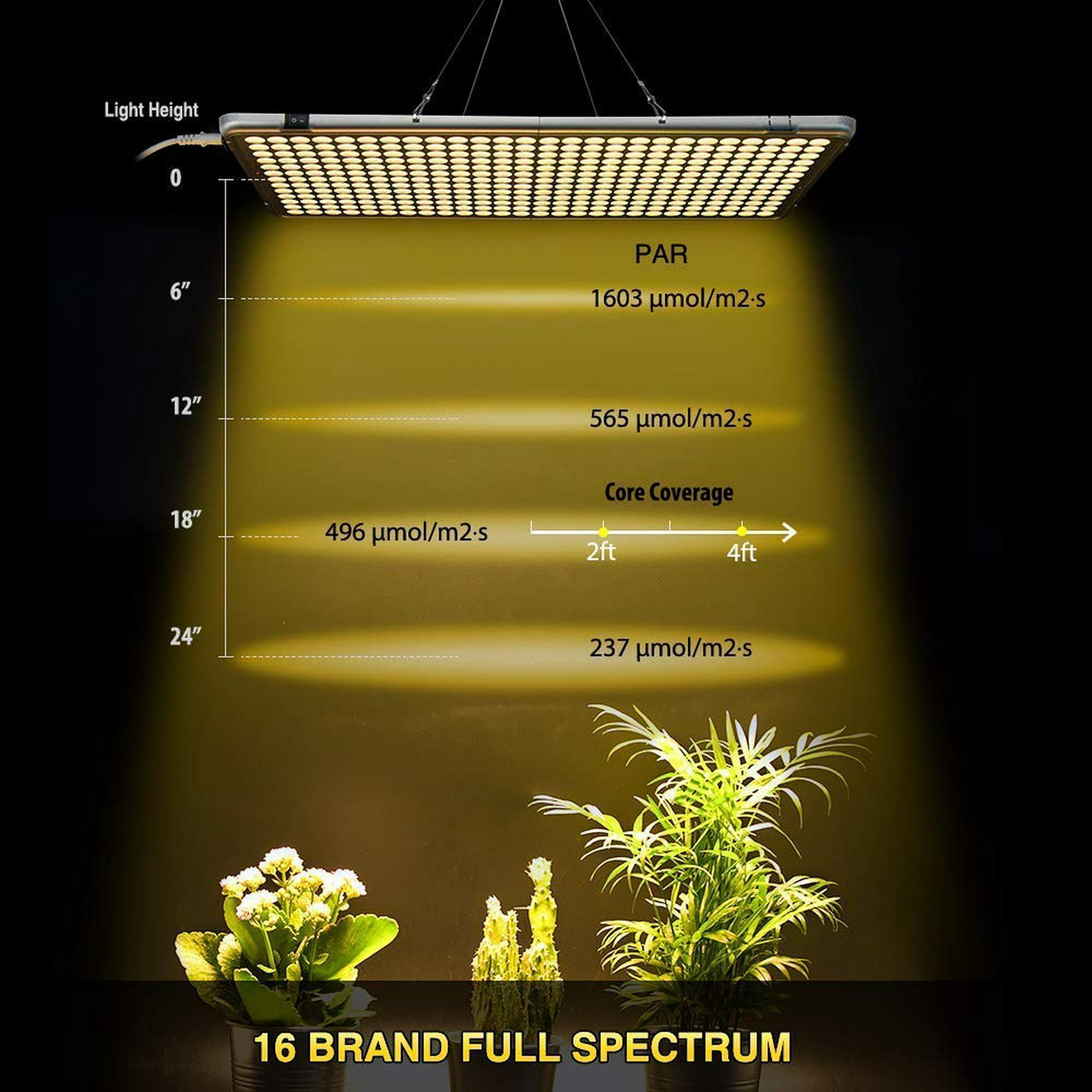 Luces de crecimiento LED 600W 338 Leds Reflector Espectro completo Espectro  Luz de planta de acuario para plantas de interior, verduras y flores, con  temporizador de interruptor externo yeacher estándar