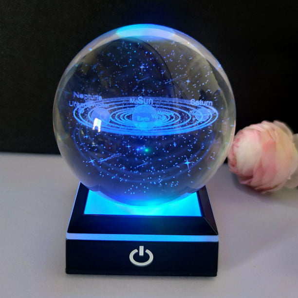 Bola de cristal 3D con modelo de sistema solar deportivo y