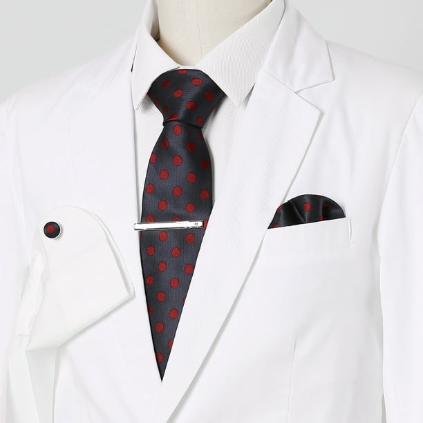 Pack corbata y pañuelo rojo con topos blancos
