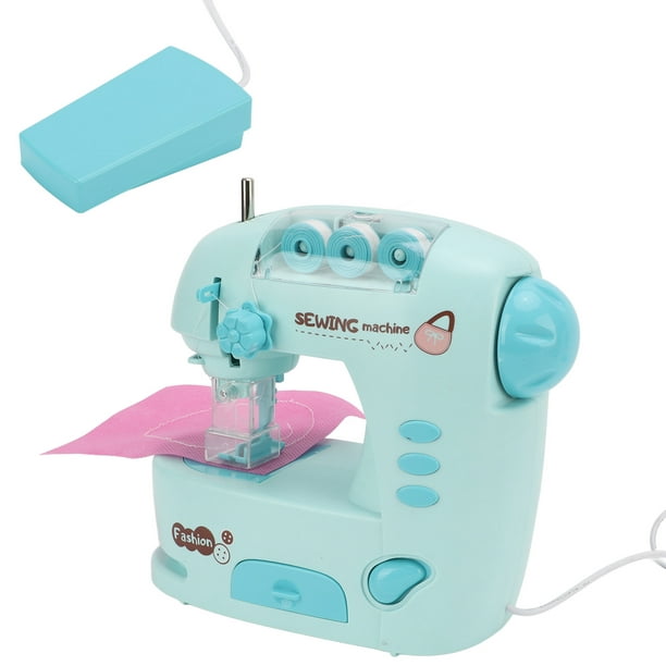 Máquina de coser pequeña con kit de costura, color azul