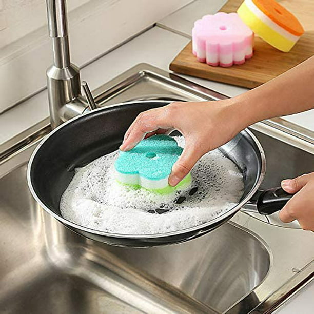 5 uds esponja estropajo flor en forma de vidrio plato lavado bebé cocina limpieza  hogar herramienta de limpieza JM