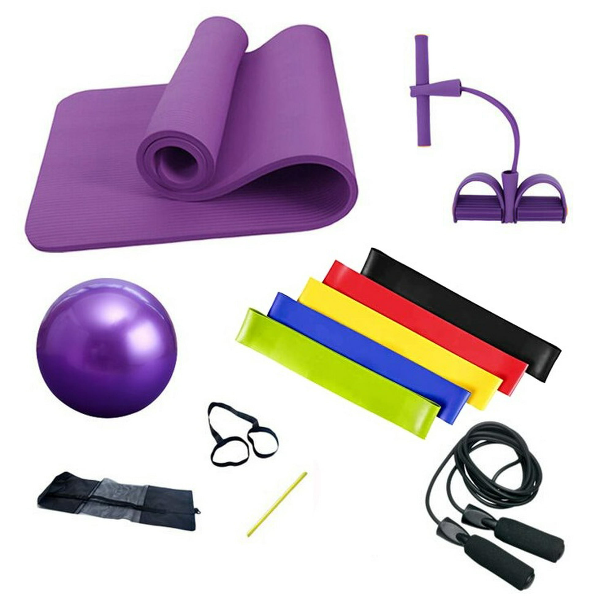  Kit de yoga 5 en 1, equipo de pilates para entrenamiento,  pelota de equilibrio para embarazo, esterilla de yoga, kit de entrenamiento  de cuerda de saltar para mujeres y accesorios ideales