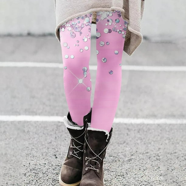Gibobby Leggings cálidos para mujeres Leggings con estampado de moda para  mujer Leggings elásticos pantalones casuales botas pantalones(Rosa  caliente,XG)