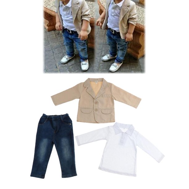 3 piezas de ropa para bebés, trajes para niños , trajes formales para  bebés, camiseta + chaqueta + jeans, conjunto de ropa para niños 4T Yotijar  Ropa para niños de 3 a 8 años