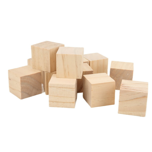 45 cubos de madera de 2 pulgadas, bloques de madera natural sin terminar,  bloques cuadrados de madera en blanco para pintar, hacer rompecabezas
