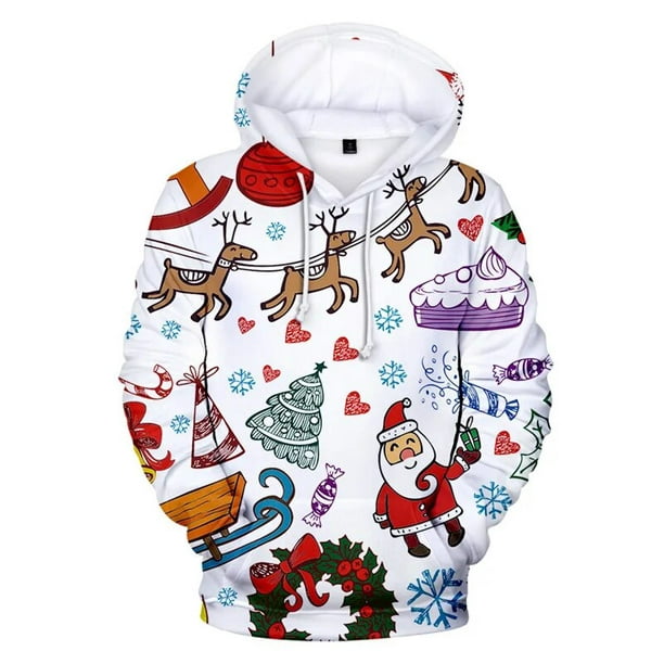 Sudadera con capucha con cremallera para hombre, moda navideña, sudaderas  con capucha 3d para hombre Casa de los Tesoros
