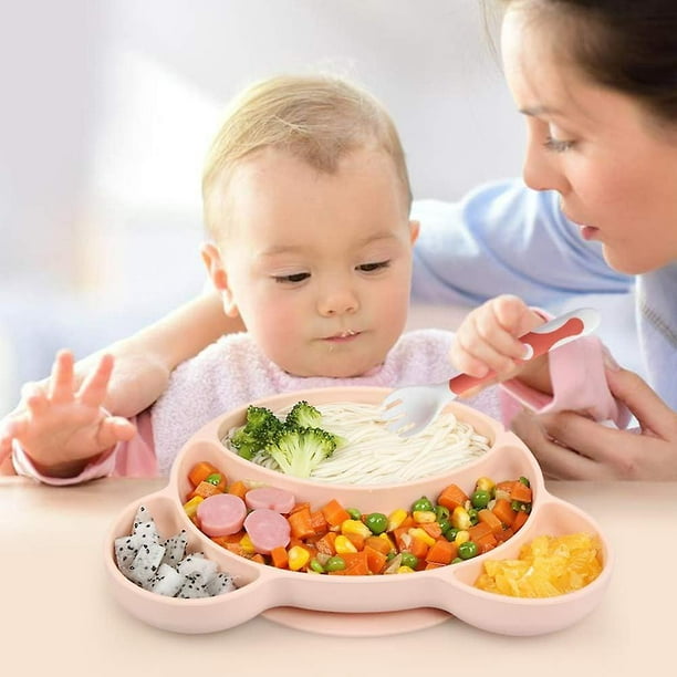 Platos separados con ventosas, platos de silicona con ventosas, vajilla  para bebé