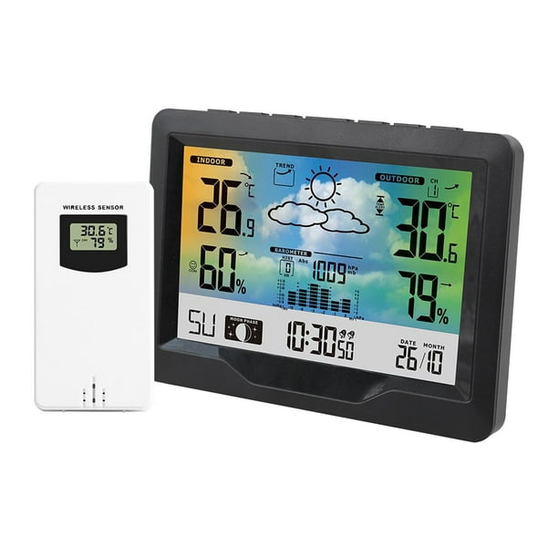 Estación meteorológica para interiores y exteriores, pantalla LCD,  detección de temperatura, monitor de humedad con sensor de control remoto,  estación