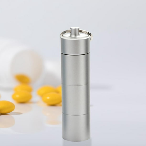 3 uds llavero pastillero, contenedor portátil de caja de pastillas  impermeable de aleación de aluminio
