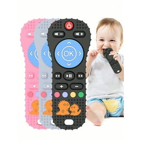 1Pc Random Color 0-3 Year Baby TV Remote Control Shape Silicone Teether Toy Chewing Grasping Exercise Game Develop Early Educational Sensory Toys Todd