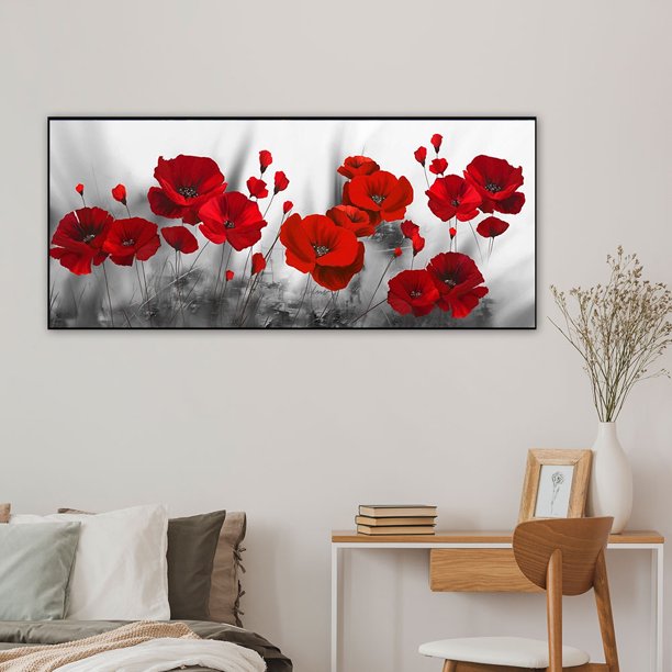 Cuadros Decorativos Kits de pintura al óleo de flores rojas por números,  arte de pared, dibujo para colorear para adultos Ndcxsfigh Nuevos  Originales