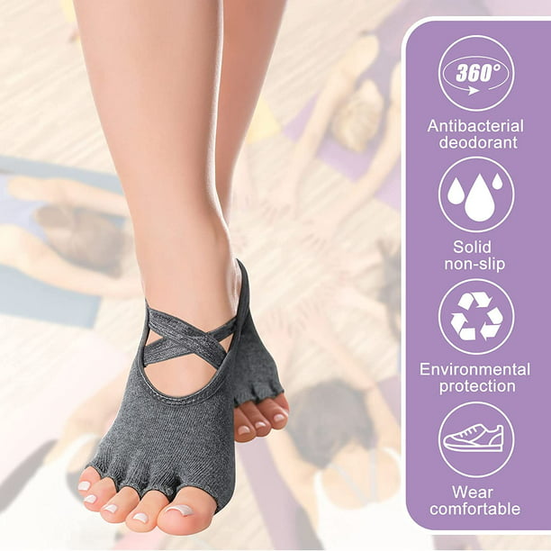 Calcetines de yoga antideslizantes con agarre, Pilates antideslizante sin  dedos