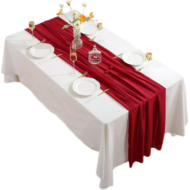 TOSHE Camino de mesa de 14 x 48 pulgadas, decorativo para cocina, boda,  interior y exterior, camino de mesa moderno (blanco, 14 x 48)