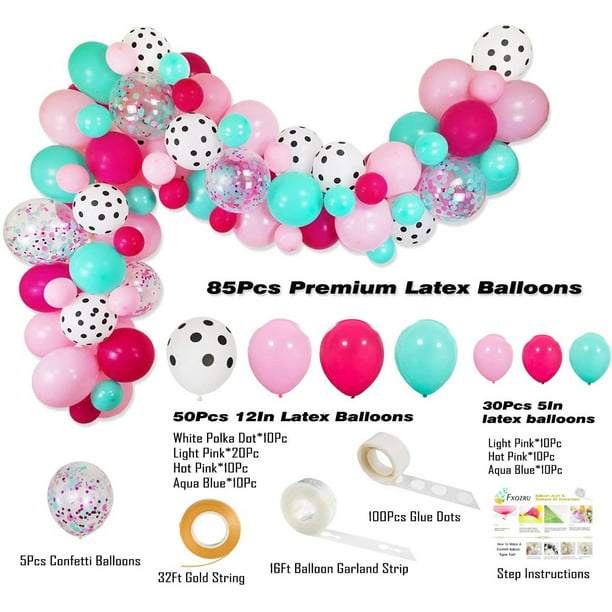 SHUNTAI Globos de primer cumpleaños para niñas, decoraciones de  fiesta de primer cumpleaños rosa para niña, globo de confeti de látex rosa  y rojo, suministros de fiesta de 1 año, paquete