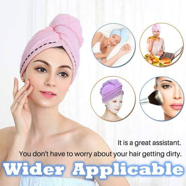Toalla de pelo para mujer, paquete de 4 toallas de microfibra para el  cabello, turbante para cabello mojado, antiencrespamiento