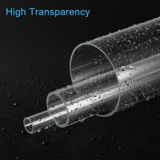 Tubo de policarbonato largo transparente redondo de plástico rígido, tubo  de plástico irrompible, tubo transparente para accesorios de manguera de
