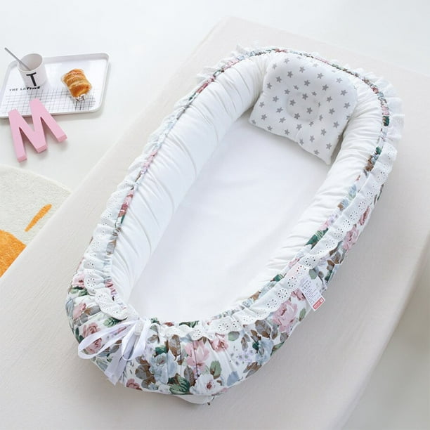 Cama de bebé con almohada, cuna portátil de viaje, cuna de algodón para  recién nacido, cuna parachoq Fivean unisex