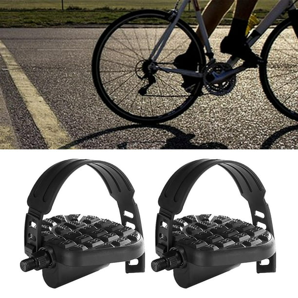 Pedales de bicicleta estacionaria: 1 par de pedales de bicicleta de  ejercicio con correas, adecuados para equipos de ejercicio de forma plana y  bicicl