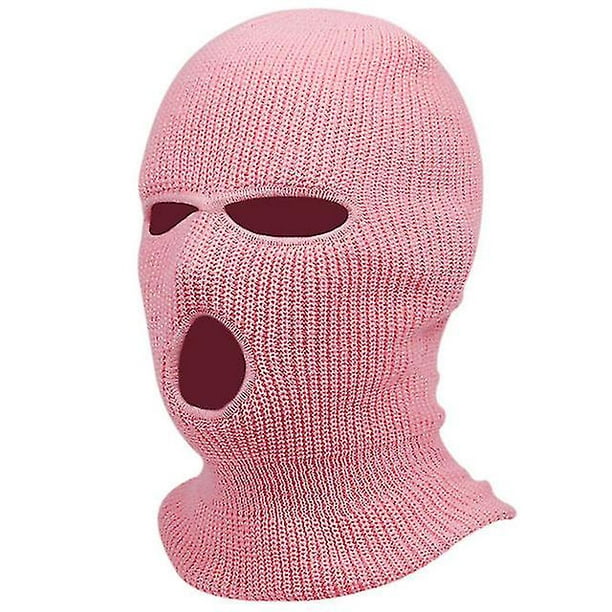 Máscara de pasamontañas unisex cálida de invierno de 3 agujeros - Rosa  claro Kuyhfg Bienvenido a Kuyhfg