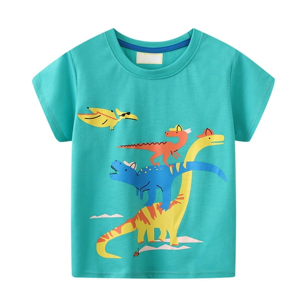 Camiseta con estampado de dinosaurio de manga corta para bebés y niños  pequeños