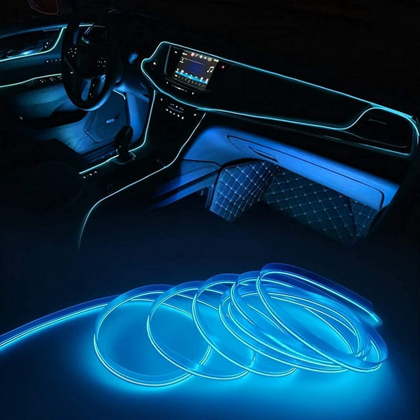 Interior Del Coche Lámpara decorativa de tira LED para cableado EL Interior  de coche con luz de ambiente Flexible de 3/5m Sywqhk Accesorios para autos  y motos