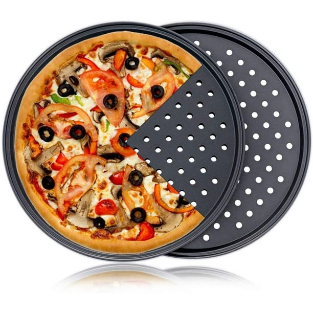 Plato antiadherente para Pizza, bandeja redonda para hornear, uso