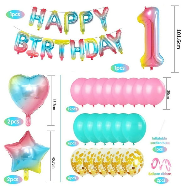 Decoraciones de cumpleaños, globos de helio coloridos con degradado de  arcoíris para suministros de Zhivalor BST3028588-1