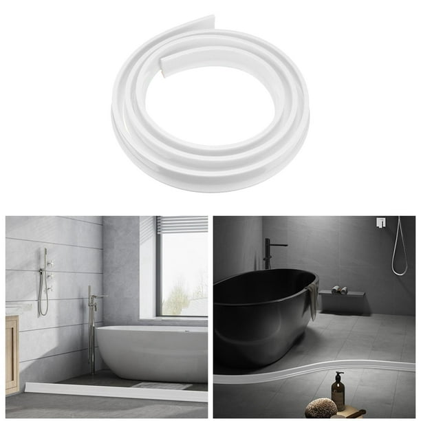 Barrera de agua de silicona para umbral de ducha, tira de salpicaduras de  agua de cocina para bañera, baño, encimera, tira de retención de agua
