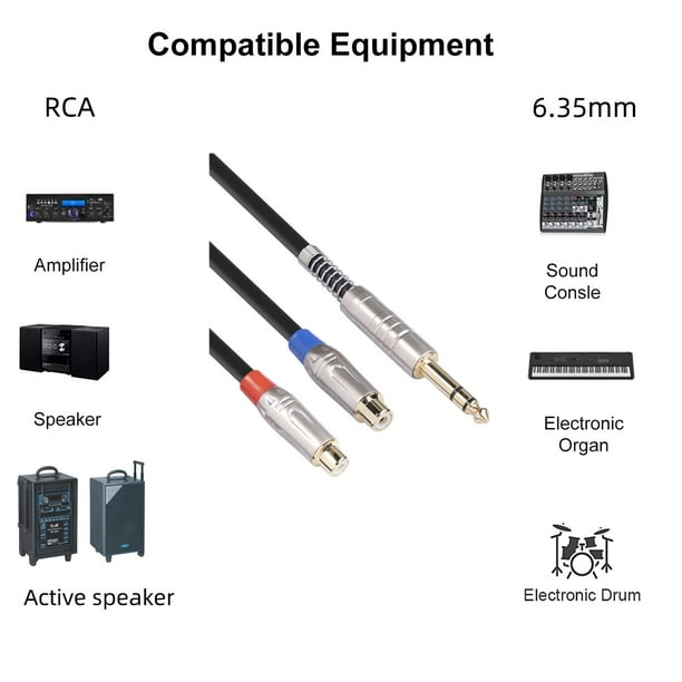 Cable RCA 1/1,8/3m 2 RCA Aux Cable de sonido Cable de 3,5 mm Conector  estéreo a 2RCA Conector de de teléfono para altavoces, reproductor de  Yotijar