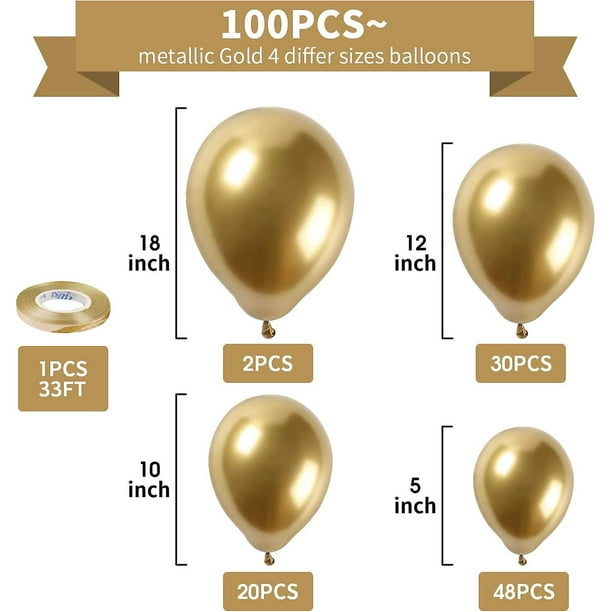 Globos Dorados Color Oro Paquete De 100 Latex Para Fiestas Bodas Cumplea�Os  Etc