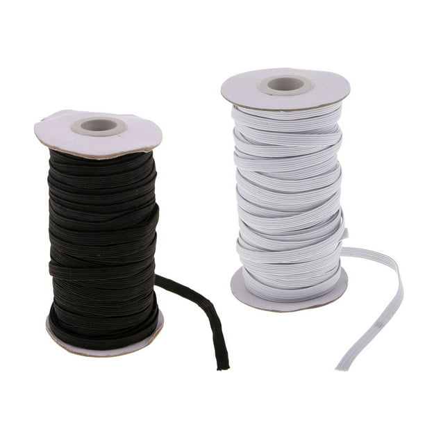 Banda elástica plana para costura, 1/2 pulgada, 50 yardas de alta  elasticidad, cuerda elástica blanca, carrete elástico de punto para coser