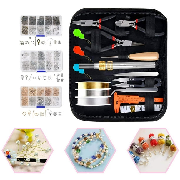 PAXCOO Kit de suministros para hacer joyas con herramientas de joyería,  alambres de joyería y hallazgos de joyería para reparación de joyas y