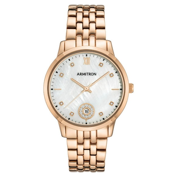 reloj armitron para dama extensible de acero color oro rosa 755833mprg
